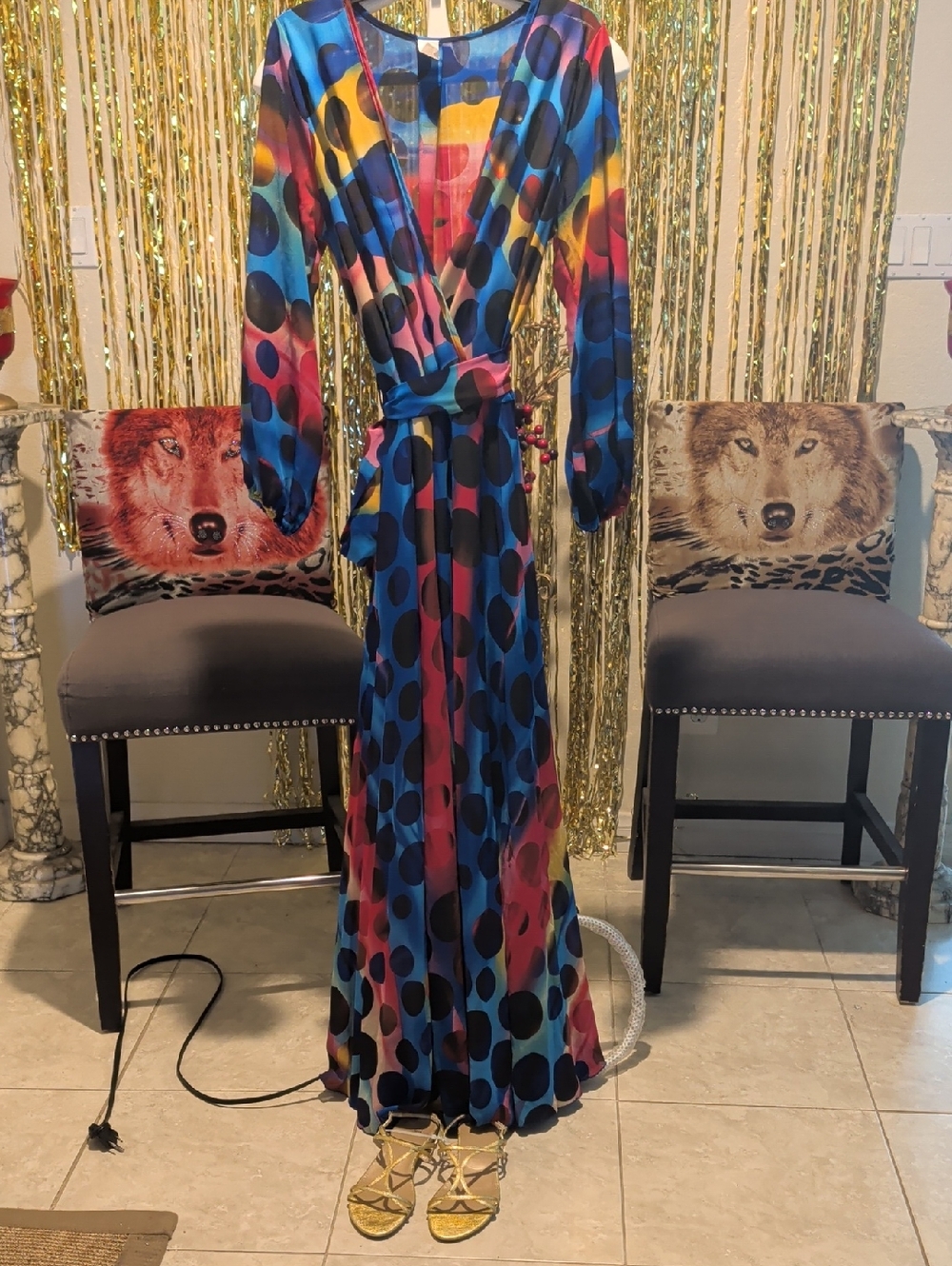 🌈Vibrant Colorful Polka Dot Maxi Dress | XL | Flowy & Eye-Catching 🔥